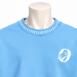 Mens <b>Sky</b> <b>Blue</b> Stitched Border Distressed Crewneck Sweatshirt Oversized Pullover Long Sleeve Casual Streetwear Sports Fashion <b>Top</b> - Product Image 3