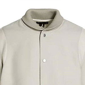 Men's College <b>Jacket</b> Ribbed Collar Button Front Long Sleeve Bomber Style Casual Outerwear - Product Image 4