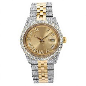 Montre en diamant de qualité supérieure, montre en or blanc avec lunette et bracelet entièrement sertis de diamants, pour les affaires et les cadeaux - Product Image 4