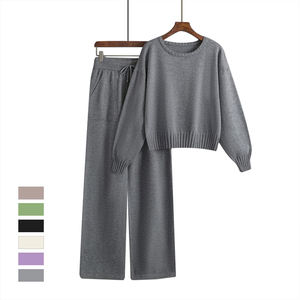 Conjunto Deportivo de 2 Piezas para Mujer LILLUSORY, Estilo Vintage Otoñal, Corte Holgado, con Cordón Ajustable, Color Sólido, Tejido de Viscosa/Poliéster, Largo Completo - Product Image 6