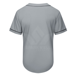 Maillot de baseball gris imprimé uni pour adulte unisexe, manches courtes, boutons sur le devant, évacuation de l'humidité, polyester, coupe classique, toutes saisons - Product Image 2