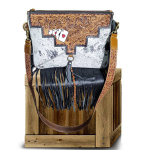 Bolso Bandolera de Cuero Genuino Premium con Borlas, Estilo Vintage, para Mujer, con Cierre - Product Image 3