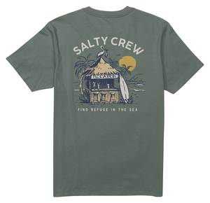 T-shirt à manches courtes kaki pour homme Salty Crew avec imprimé drapeau au dos, coupe classique, col rond, jersey décontracté en coton respirant - Product Image 6