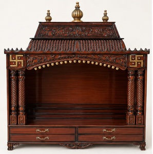 Buy Handicraft Temple with Teak Wood Finish Traditional Handmade Solid Wood <b>Mandir</b> for Home Australia Puja <b>Mandir</b> Manufacturers - Product Image 5