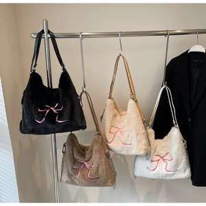 Nuevo Bolso de Moda para Mujer, de Felpa y Piel Sintética, con Cierre de Cremallera, para Viajes, Compras y Uso Diario, con Lazo y Correa de Hombro Individual - Product Image 1