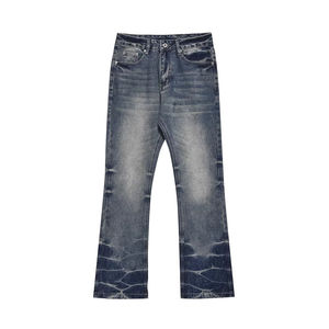 Vaqueros Baggy Rectos Personalizados de Estilo Urbano para Hombre, Vaqueros de Mezclilla de Algodón Oscuro Desgastado, Pantalones Vaqueros Vintage de Moda para Hombre - Product Image 6