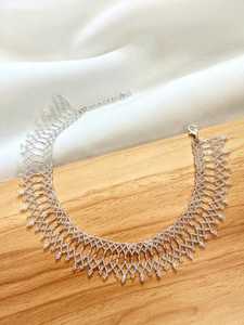 Hot Selling <b>Silver</b> Bead Gorgeous Hand-Embroidered Necklace with High-Quality Glass Beads Looks and Evening Statement By UO INDIA - Product Image 5