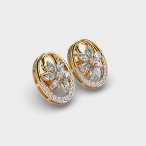 Boucles d'oreilles clous florales en diamant de laboratoire taille marquise, or rose/jaune/blanc 9K plaqué rhodium, bijoux en grappe pour cadeau de fête - Product Image 3