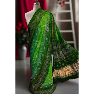 Pure Silk Bandhani Saree Traditional Indian <b>Designer</b> Saree - Product Image 1