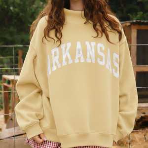 เสื้อสเวตเชิ้ตผ้าเทอร์รี่ทรงหลวมโอเวอร์ไซส์ คอเต่า ปักลายตามสั่งด้านหน้า บุผ้าฝ้ายเนื้อแน่น กันลม แขนเสื้อแบบดรอปโชว์เดอร์ สำหรับผู้หญิงไซส์พลัส - Product Image 4