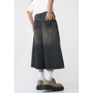 Shorts cargo vintage en satin délavé pour homme, taille mi-haute élastique, décontractés, écologiques, imperméables, respirants, en tissu de coton - Product Image 5