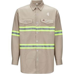 Chemise de soudage ignifuge FR, best-seller, haute visibilité, classe 2, beige, avec bandes réfléchissantes, manches longues - Product Image 1