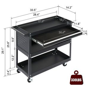 Carrello Portautensili in Metallo a 3 Ripiani, Resistente, con Pannello Forato Rimovibile, 4 Ganci, Capacità di Carico 150 kg, Ampio Spazio di Stoccaggio - Product Image 6