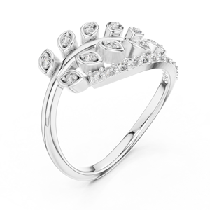 Anillo de Diamantes Cultivados en Laboratorio con Pétalos Luminosos, Oro Blanco de 18 Quilates, Chapado en Rodio, para Compromiso, Fiesta, San Valentín, Uso Diario, para Mujer - Product Image 1