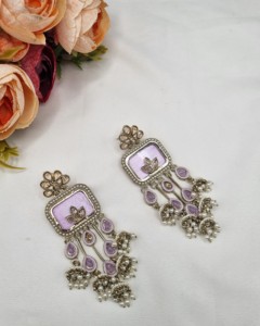 Designer Radiant Cut Hanging Jhumki <b>Earrings</b> With Pearl Accents For Women Party Wear & Festivals Artificial Jewellery Collection - Product Image 3