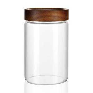 Clear <b>Glass</b> Modern Luxury <b>Storage</b> Jars Wooden Lids Dishwasher Safe for Coffee Beans Tea Leaves Sugar Spices Herbs Flour Baking - Product Image 1