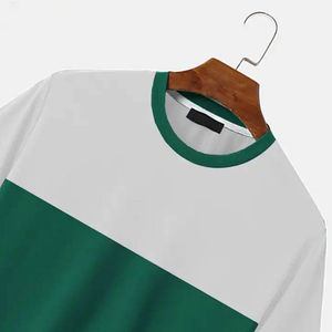 T-shirt Homme Grande Taille Nouvelle Collection Été 100% Coton Blanc Uni Col Rond Manches Courtes Décontracté Ringer - Product Image 3