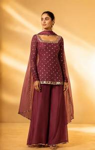 Georgette Three Piece Dress With Heavy Embroidery And <b>Mirror</b> Work Salwar Kameez INdian And Pakistani Style Suit For Ladies - Product Image 2