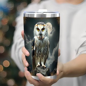 20oz Stainless Steel Tumbler Double Wall Insulated With Owl Design <b>For</b> <b>Hot</b> Cold <b>Drinks</b> - Product Image 3