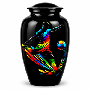 Luxury Golden Soccer Player Picture Sticker Cremation Urn for Human Funeral Ashes - Product Image 5