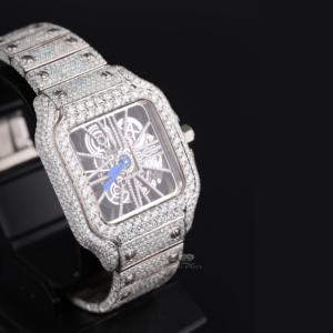 Reloj de Pulsera de Lujo para Hombre, Diseño de Esqueleto con Diamantes Moissanite, Completamente Cubierto de Piedras, Cuadrado, Automático, de Acero Inoxidable, Estilo Hip Hop, Personalizado - Product Image 2