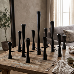 Modern <b>Black</b> 11 Lights <b>Candelabra</b> Elegant Multi Level Metal Taper Candle Holder For Dining Tables Weddings & Home Decoration - Product Image 6