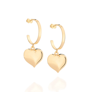 Pendientes colgantes con forma de corazón, aleación de zinc chapada en oro real de 18 quilates, para mujer, regalo de joyería romántica a la moda - Product Image 1