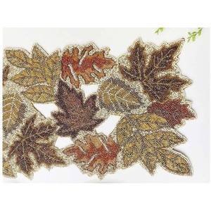 Nouveauté : Chemin de table en verre perlé à motif feuille d'érable, idéal pour la table à manger, parfait pour Halloween, Noël et Pâques - Product Image 2