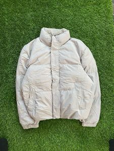 Blouson matelassé chauffant unisexe blanc, col montant, fermeture éclair, coupe-vent, décontracté, pour l'hiver, rembourrage en polyester, devant standard - Product Image 4