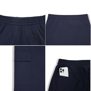 MACCI Men's Solid Summer Cargo Jogger Shorts Drawstring Waist Casual Pockets Mid Rise Breathable Quick Dry Knitted Satin 100% - Product Image 4