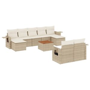 Conjunto de Sofás de Jardín de Ratán Beige, 6 Plazas, Muebles de Exterior con Almacenamiento, Diseño Contemporáneo - Product Image 4