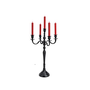 Candelabros de decoración del hogar grandes de alta calidad para centros de mesa de boda de 5 brazos de Color negro completo de lujo - Product Image 1