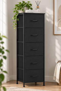 Commode à 5 tiroirs en tissu avec métal noir - Product Image 4