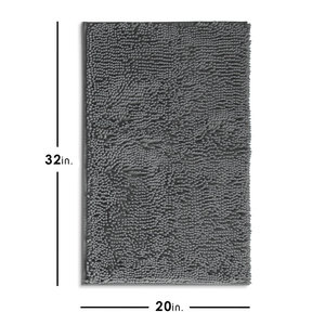 Tapis de bain rectangulaire en chenille shaggy, couleur unie, antidérapant, fabriqué à la machine, à poils longs, absorption d'eau, décoration intérieure - Product Image 3