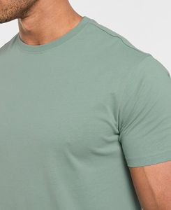 T-shirt léger à col rond, couleur unie, manches courtes, coupe classique, 100% coton, tee-shirt basique pour homme, vert clair, faible MOQ, 160 g - Product Image 5