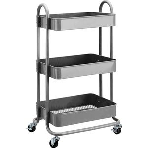 Carrello da Cucina Multifunzionale a 3 Ripiani con Ruote Bloccabili, Unità di Stoccaggio Mobile in Metallo - Product Image 1
