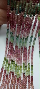 Cuentas de Turmalina Multicolor Natural Facetadas en Forma de Rondelle de 3mm a 4mm, Hilo de Cuentas de Piedra, Certificadas por Terceros, Joyería al por Mayor a Granel - Product Image 4