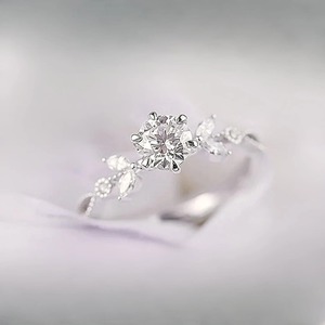 Anillo de compromiso de plata de ley 925 con diamante moissanita blanco de forma redonda y otras joyas de diamantes, regalo para ella - Product Image 2