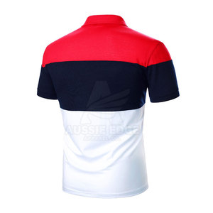 Camiseta de Manga Corta para Hombre, con Logotipo Frontal, Tejida, 100% Algodón, Estilo Casual, en Rojo, Azul Marino y Blanco - Product Image 1
