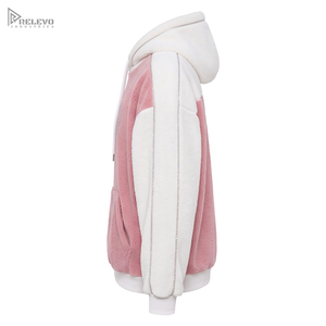 Custom Heavyweight 100% Cotton Fleece <b>Hoodie</b> Unisex <b>Pink</b> White Rhinestone Heart Pullover <b>Hoodie</b> with Kangaroo Pocket - Product Image 3