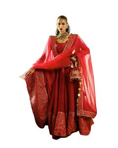 ชุดซาลวาร์สีแดงสวยสำหรับสุภาพสตรีชุดปาร์ตี้ดูไบและฟังก์ชั่นสวมสีแดงสวย - Product Image 1