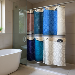 Cortina de Ducha Impermeable de 180*180 cm, Impresa en 3D, Hecha de Material PEVA Duradero - Product Image 3