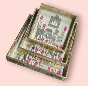 Plateau en bois imprimé personnalisé, prix abordable, design unique, forme rectangulaire, plateau imprimé en MDF fait main, prix d'usine par UO - Product Image 2