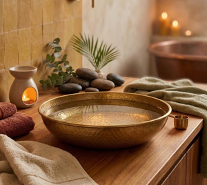 Recipiente Profesional para Spa, Hecho a Mano, Martillado, Duradero, Portátil, de Cobre Puro, Tazón para Pedicura, Artesanal, de Lujo, para Salones de Spa - Product Image 1