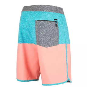 Men's Quick Dry Board Shorts | Two-Tone Mint Green & <b>Grey</b> Patterned Swim <b>Trunks</b> | High-Performance Summer Surf Beach Shorts - Product Image 6
