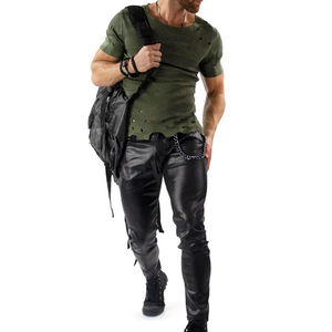 T-shirt Ringer Homme Couleur Unie Effet Vieilli pour Usage Extérieur Respirant Séchage Rapide Anti-UV Anti-Plis Polyester/Coton Coupe Classique - Product Image 5