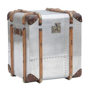 Baúl de Almacenamiento Decorativo de Metal de Estilo Moderno y Lujoso, con Detalles de Correa de Cuero, Gran Capacidad para Guardar Ropa, para Decoración del Hogar - Product Image 1