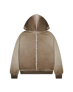 Survêtement pour homme en molleton uni d'hiver, style streetwear, avec logo personnalisé, effet délavé à l'acide, coupe évasée, broderie et appliqué usés - Product Image 5