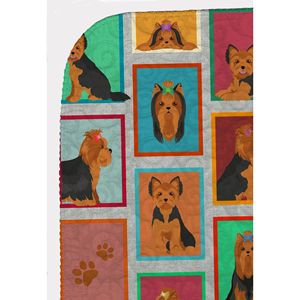 Soft Lightweight 50x60 Artwork Pattern <b>Quilted</b> <b>Throw</b> Blanket Black Tan Yorkie Bed Couch Sofa <b>Throw</b> Lots Pet Blanket & <b>Throws</b> - Product Image 5