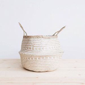 Cesta de Almacenamiento de Ratán Tejida a Mano con Asas Dobles, Patrón de Algodón Natural, Organizador Ecológico para Decoración del Hogar y Almacenamiento en Guardería - Product Image 2